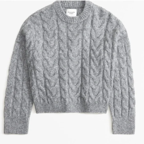 Abercrombie Cable Wedge Crew Sweater Grey Size Small - Picture 4 of 9